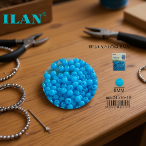 Perline Ilan Abalorio da 8 mm a tinta unita per la creazione di gioielli - Product Image 2