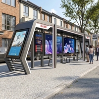 Parada de Autobús Prismática con Señalización Digital de Rutas y Caja de Luz