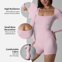 Sk1336 Short manches longues col carré en dentelle Minceur Sculpt Slip Jumpsuit Shapewear BODY