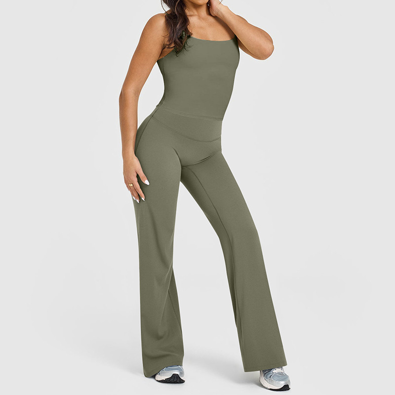 YanRuo Summer Running Solid Short Sleeve Breathable Four-Way Stretch 5-Piece Women's Yoga Set Long Pants Fitness Wear