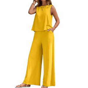 Conjunto de Dos Piezas para <span class=keywords><strong>Mujer</strong></span>, Estilo Casual, Color Sólido, Cuello Redondo, Camiseta Holgada y Pantalones Anchos, Tallas <span class=keywords><strong>XS</strong></span>-2XL, Éxito de Ventas en Europa y Estados Unidos 2026 - Product Image 6