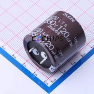 Condensateur électrolytique en aluminium à encliquetage ELXS551VSN121MR30S, composant traversant (THT), D30xL30mm 120uF 20% 550V 10mm - Product Image 1