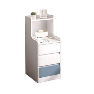 Table de chevet moderne ultra-étroite en crème, prix d'usine, écologique, durable, en panneau artificiel, étagère de rangement pour chambre à coucher - Product Image 1