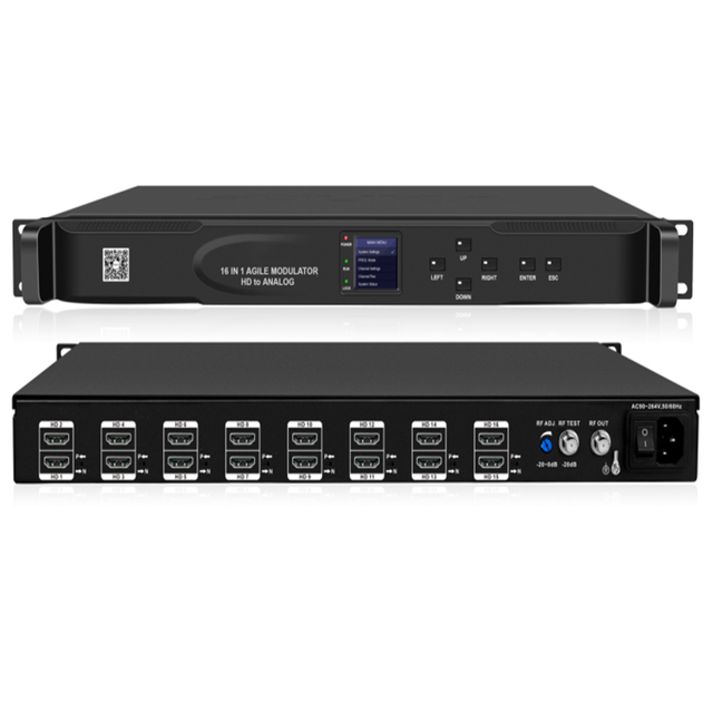 16-Channel HD Analog Converter Analogue Modulator NTSC/PAL Broadcast TV Signal Transmitter Adjustable Frequencies 45-870MHz