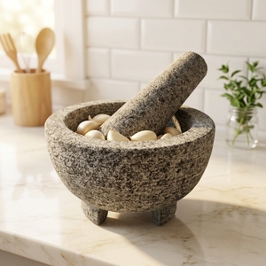 <span class=keywords><strong>Mortero</strong></span> y pilón <span class=keywords><strong>de</strong></span> granito <span class=keywords><strong>de</strong></span> piedra sólida sin pulir para especias, hierbas, pestos y guacamole - Product Image 1