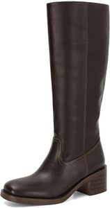 Fashion Comfortable Casual Cowboy <strong>Boots</strong> Western Winter Women's Pull Knee High <strong>Square</strong> <strong>Toe</strong> Chunky Block Heel Tall <strong>Wide</strong> Calf <strong>Boots</strong> - Product Image 4