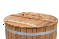 Nouvelle conception de bain froid extérieur en bois de cèdre avec revêtement en acier inoxydable, bain de glace avec refroidisseur d'eau en option, à vendre