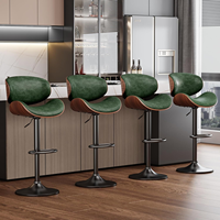 Chaise de bar en cuir réglable sur mesure avec pieds en acier pour cuisine, salle à manger ou comptoir de bar rotatif de centre commercial