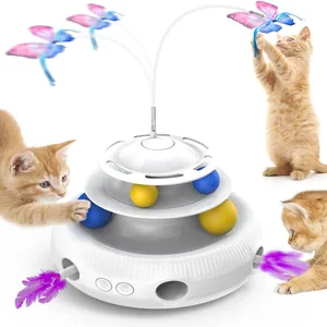 Unipopaw venta al por mayor electrónico divertido renkli kelebek donen kedi oyuncagI colorido mariposa giratoria gato de juguete