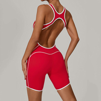 Vente en gros Nouvelle collection été Combinaison de yoga et de fitness moulante, dos nu, contrastante, effet push-up