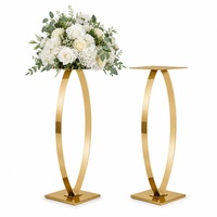 Support floral en métal doré avec rideau de perles, design simple et moderne, pour décoration de fête, anniversaire, mariage