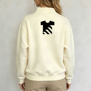 Sudadera de cuello alto ancho con hombros caídos y bordado de apliques personalizado para mujer, antipilling, de gran venta - Product Image 4