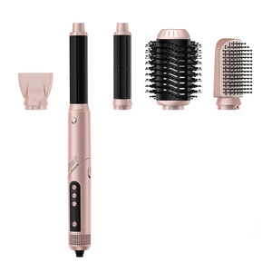 Multi Styler 5 In 1 Foldable Hair Dryer Curling Iron Rose Gold With Concentrator And Diffuser Nozzle DC Motor Battery Powered - Product Image 1