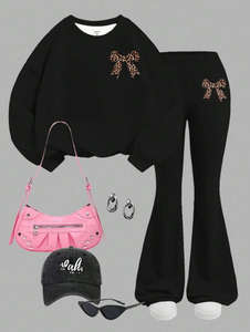 Custom <span class=keywords><strong>per</strong></span> la crema bianco nero 2 pezzi di <span class=keywords><strong>abbigliamento</strong></span> Set <span class=keywords><strong>per</strong></span> le <span class=keywords><strong>giovani</strong></span> ragazze allentate leopardo felpa felpa lettera <span class=keywords><strong>per</strong></span> l'autunno/inverno all'aperto - Product Image 2