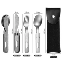Ensemble de couteaux et de fourchettes en acier inoxydable pour le camping en plein air, combinaison multifonctionnelle, fourchette et cuillère à ventilateur militaire