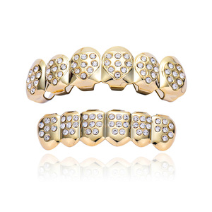 BES Hip Hop or dents Grillz bijoux glacé plein <span class=keywords><strong>strass</strong></span> coeur dents <span class=keywords><strong>dentaire</strong></span> Grillz ensemble mode corps bijoux hommes - Product Image 2