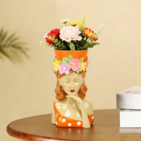 Vase à fleurs décoratif élégant et créatif, statue de buste de fille en résine, pot de fleurs, ornements pour la décoration intérieure et extérieure