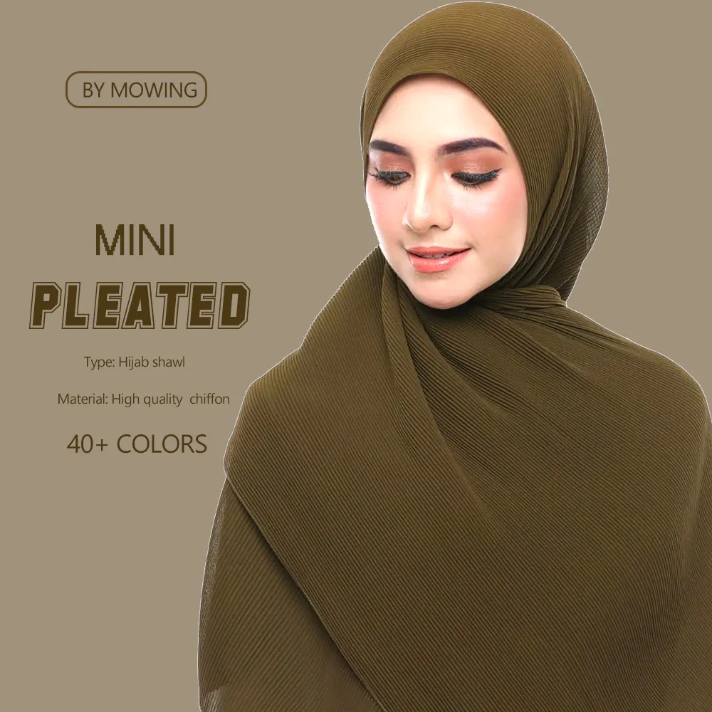 ผ้าคลุมไหล่ผ้าชีฟองแบบย่นสำหรับผู้หญิงมุสลิม,ผ้าชีฟองมีจีบฮิญาบขนาดเล็กสำหรับมาเลเซีย