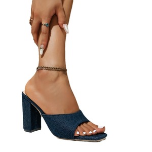 Nouvelles chaussures pour femmes, pantoufles, grande taille, confortables, simples, couleur unie, plage, talons hauts, orteils exposés, extérieur - Product Image 6