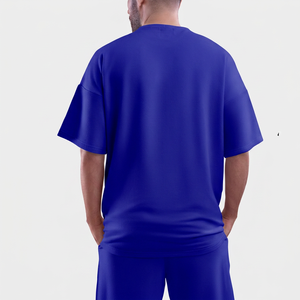 เสื้อยืดโอเวอร์ไซส์ ยูนิเซ็กซ์ สีพื้น ผ้าฝ้าย 100% ระบายอากาศได้ดี แขนปกติ คอกลม ผ้าเจอร์ซีย์ถักแบบเรียบง่าย ทรงหลวม น้ำหนัก 240 กรัม - Product Image 5