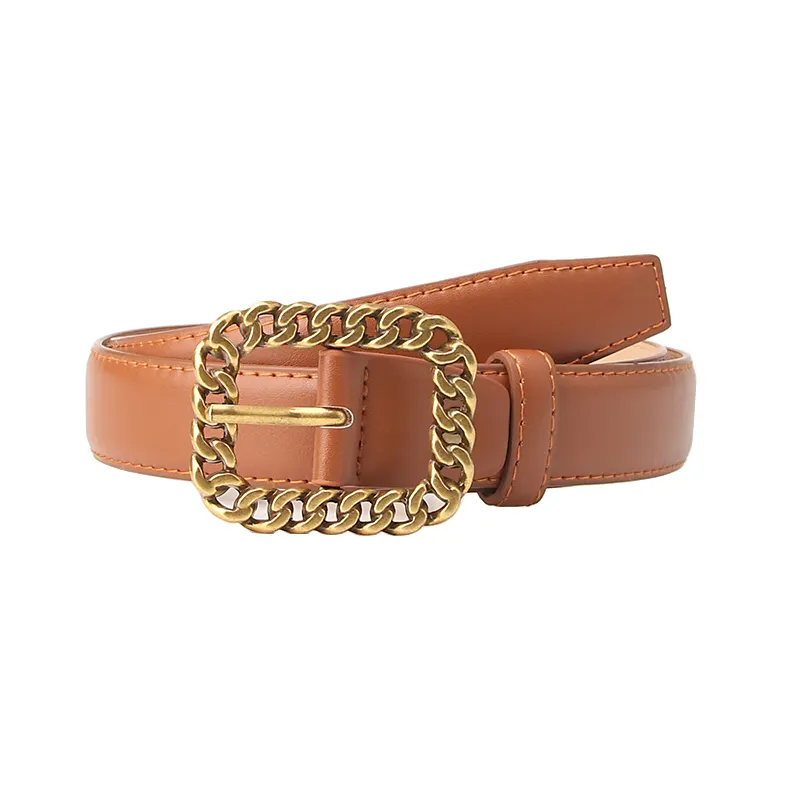 New cross-border vintage chain buckle women's belt trend 100 waist belt women's fashion embellished belt female