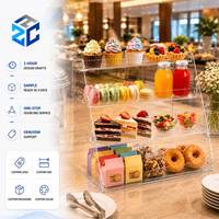 Présentoir en acrylique transparent personnalisé pour boissons, gâteaux, desserts, beignets et aliments – Support à étages trapézoïdaux multicouches en cristal – Vente en gros