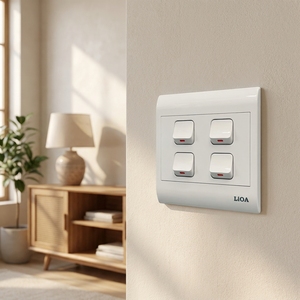 LiOA Brand 4 Gang <b>Wall</b> Mounted <b>Light</b> <b>Switch</b> Durable PC Material 16A Electrical Power <b>Switch</b> for Residential Use - Product Image 2
