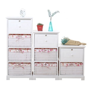 New 2/3/4 <strong>Drawer</strong> Wooden <strong>Wicker</strong> Baskets Storage Unit White Cabinet Furniture for Bathroom for Jewelry Clothing Toys Organizer - Product Image 1