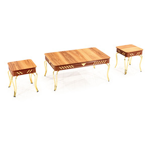 Juego de Mesa de Centro Moderno Sahra de 2 Piezas con Superficie de Mármol Sintético y Estructura Metálica, Muebles para Sala de Estar - Product Image 5
