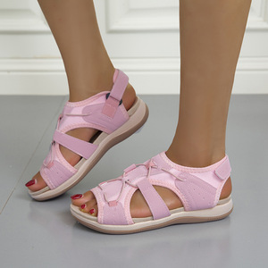 Sandalias de verano 2021 para mujer, nueva <span class=keywords><strong>cabeza</strong></span> redonda, transpirables, informales, planas, para playa, para mujer, talla grande con amortiguación para comercio exterior - Product Image 3