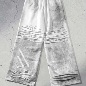 Jeans de Mezclilla Vintage de Alta Calidad para Hombre, Pantalones Anchos de Pierna Holgada, Color Blanco Sólido, Estilo Casual de Otoño, Tejido Lavado - Product Image 4