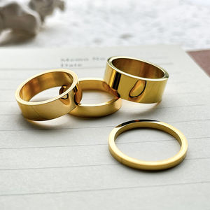 Engravable תכשיטי החסר זהב סיגר להקת טבעת הצהרת טבעת באיכות גבוהה טוב מחיר מינימליסטי נירוסטה טבעות - Product Image 4