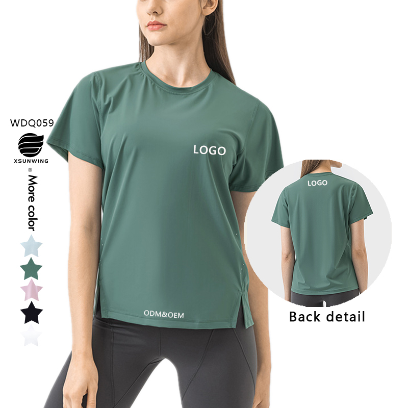 Xsunwing Women Gym T-shirts Quick Dry Loose Fit Workout Running Tee Shirts Breathable Super Soft Ice Cool Feels Yoga Tops WDQ059