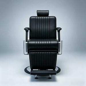 Fauteuil de barbier moderne en cuir avec réglage en hauteur, rotation à 360 degrés, élévateur hydraulique, design pliable pour usage commercial en salon - Product Image 3