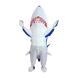 Disfraz de Cosplay para adultos, traje de vacaciones, disfraz inflable de Halloween, medio traje de tiburón inflado para fiesta