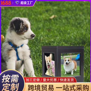 Wooden pet urn with rotating base and photo frame, dog coffin <b>box</b>, pet <b>memorial</b> <b>box</b> for beloved cats. - Product Image 5