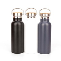Bouteille d'eau isotherme en acier inoxydable de 500 ml (17 oz) avec couvercle en bambou, bouteille isotherme en acier inoxydable personnalisée de 1000 ml