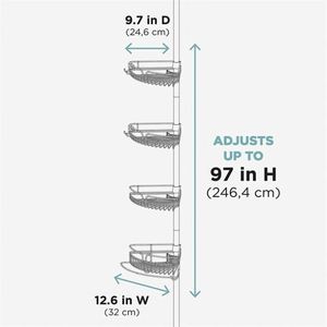 Modern 4-Tier Metal Telescopic Shower Caddies Black <b>Corner</b> Rack Storage Organizer <b>Bathroom</b> Bedroom Apartment Living Room Hotels - Product Image 2