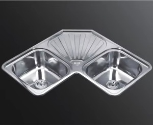 <span class=keywords><strong>Fregadero</strong></span> de cocina de acero inoxidable con forma de mariposa, diseño especial, 2 cuencos, <span class=keywords><strong>1</strong></span> desagüe, 7878 - Product Image 1