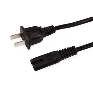 Kabel Listrik Berbentuk 8 Angka, 2-Core Steker Dua Lubang PS4 Lampu Meja Kecil, Kawat Pengisi Daya, Monitor TV Audio 1.5M