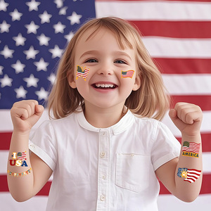 Tatouages temporaires patriotiques USA, autocollants drapeau américain pour le Quatrième de <span class=keywords><strong>Juillet</strong></span>, le Jour de l'Indépendance et les fêtes commémoratives des Vétérans - Product Image 2