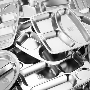 304 <span class=keywords><strong>assiette</strong></span> de restauration rapide en acier inoxydable épaissie <span class=keywords><strong>assiette</strong></span> à dîner <span class=keywords><strong>compartiment</strong></span>ée pour adultes enfants élèves de la maternelle pour les cantines - Product Image 4