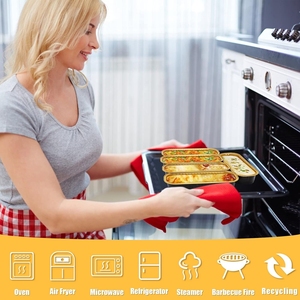 Re3g Nhôm Lá Nhỏ Bánh/Ổ Chảo Với Nắp 6.8 Oz Hình Chữ Nhật Nướng Bánh Cốc Dùng Một Lần Chủ Sở Hữu Cho Bánh Bánh Mì Màu Đen Trong Vàng - Product Image 6