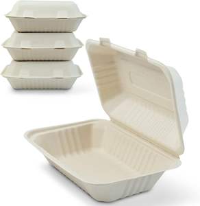 Desechable 9x6x3 pulgadas de fibra de bambú tapa con bisagras compostable cajas para llevar seguro <span class=keywords><strong>sin</strong></span> <span class=keywords><strong>gluten</strong></span> <span class=keywords><strong>hamburguesa</strong></span> pan comida para mascotas - Product Image 1