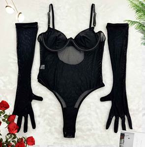 Nuovi body Shapewear senza maniche per donna Sexy body Sexy Sexy Lingerie rossa con un paio di guanti - Product Image 6
