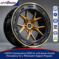 Jantes de course en alliage forgé concave Aerodisc en carbone bronze doré 20 21 pouces 5x130 de luxe en 2 pièces pour Porsche 911