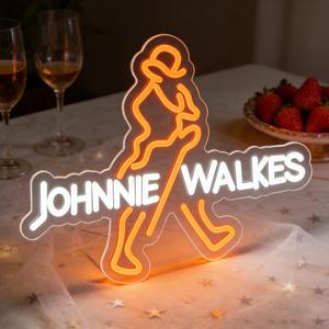 שלט ניאון LED של ג'וני ווקר, מופעל באמצעות USB, ניתן לעמעום, קישוט קיר תלוי - Product Image 1