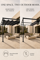 Pérgola de Acero de 300x300x225cm con Toldo Retráctil Ondulado, Estructura Resistente de 60x60mm para Proyectos Comerciales, Hoteles, Resorts y Villas