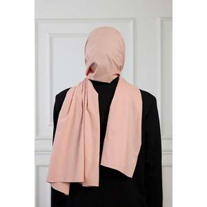 Pure Cotton Scarf <b>Nude</b> Pink Plain Dyed Long Lightweight Women's Knitted Scarf - Product Image 1