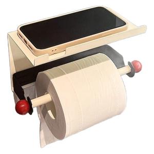 Porte-papier toilette mural en acier carbone Dopamine, noir laiteux, design rectangulaire contemporain avec support pour téléphone - Product Image 2